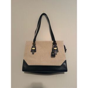 Etienne Aigner Navy and Cream Tote Bag